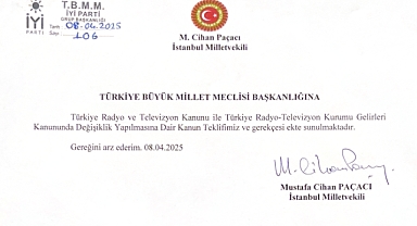 İYİ Partili Cihan Paçacı'dan TRT Kanunu'nda Değişiklik Teklifi: 'Kamusal Kaynaklara Erişimine Son Verilsin'