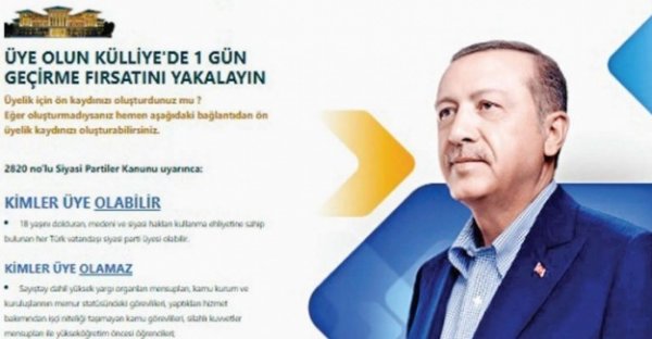 Çayeli İlçe Başkanlığından 'AKP'ye Üye Ol Saray'da 1 Gün Geçir' Kampanyası