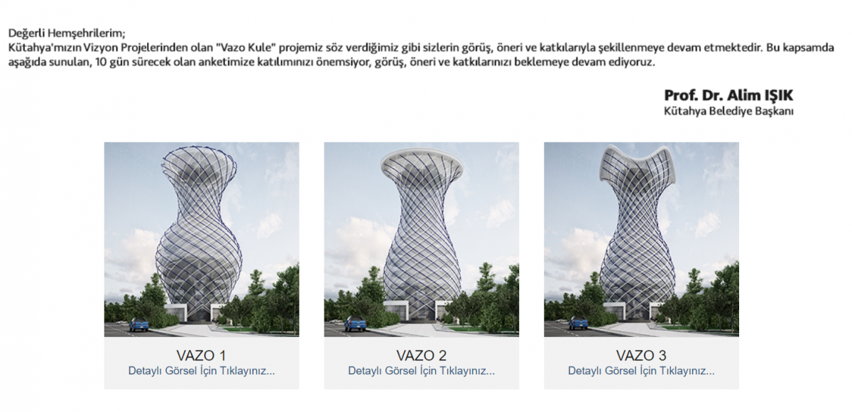Kütahya'da Vizyon Projesi Olarak 70 Metrelik Vazo