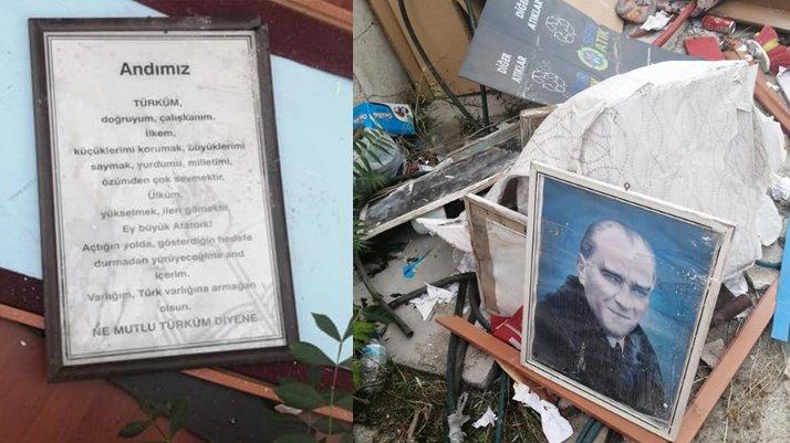 Atatürk İlkokulu’nda, Atatürk Portreleri Yere Atıldı