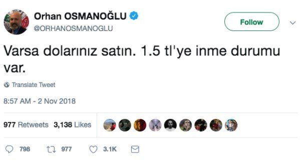 Dolar 1,5 TL Olacak Paylaşımını Neden Sildiğini Açıkladı
