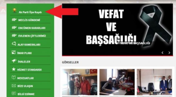 Belediye'nin Resmi İnternet Sitesinde AKP'ye Üyelik Sekmesi