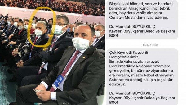 ''Kalabalığa Girmeyin'' Diye Mesaj Atan Belediye Başkanı Kongreye Katıldı