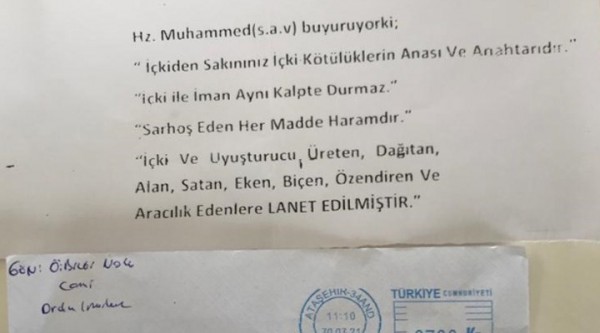 Tekel Bayilerine ''İçki Satan Lanetlenmiştir'' Yazılı Mektuplar Gönderildi