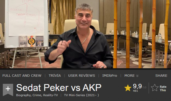 IMDb'de Sedat Peker'in Videoları Listelenmeye Başladı: 9,9 Puan