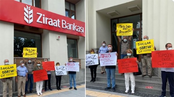 Ziraat Bankası Önünde Demirören Eylemi