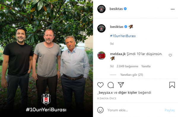 Beşiktaş'tan Sergen Yalçın Paylaşımı: #10unYeriBurası
