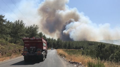 Bodrum'da Alevlerin Sardığı Yollar Trafiğe Kapatıldı