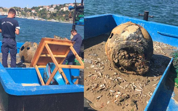 İstanbul Boğazı'nda Balıkçı Ağına Mayın Takıldı