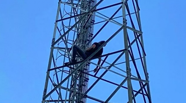 Bursa'da Bir Kişi Uyumak İçin 20 Metre Yükseklikteki Direği Seçti