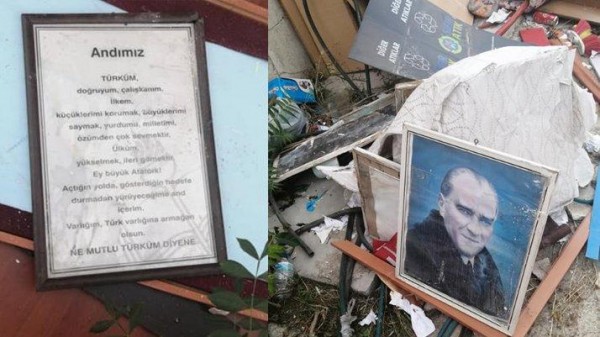 Atatürk İlkokulu’nda, Atatürk Portreleri Yere Atıldı