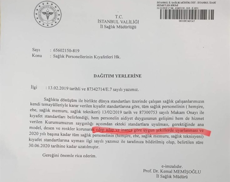 Sağlık Çalışanlarına Genelge: İnanca Uygun Giyinin