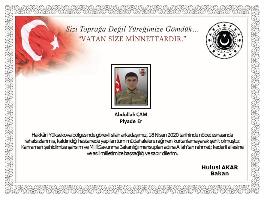 Nöbette Rahatsızlanan Asker Şehit Oldu